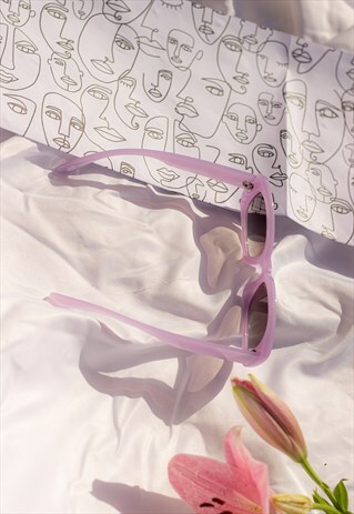 LILAC ROUNDED RECTANGLE 90S LOOK SUNGLASSES