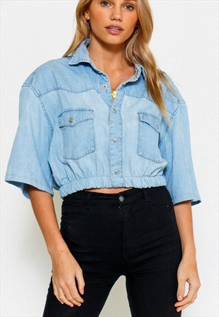 VINTAGE 90'S REWORKED LIGHT WASH DENIM SHIRT