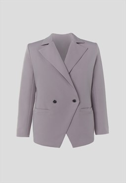 Gray straight-cut blazer
