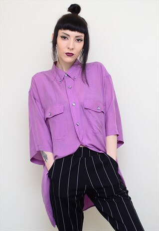 VINTAGE 90'S GENUINE SILK AMETHYST OVERSIZED SHIRT