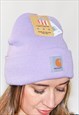 New Lilac Ribbed Knit  Carhartt Wool Logo Beanie Hat