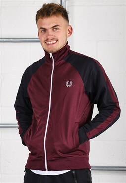 Vintage Fred Perry Track Jacket in Burgundy Sports Top XL