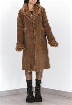 Y2k Vintage Faux Fur Afghan Coat
