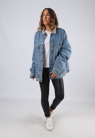 DENIM JACKET LEE LINED OVERSIZED WINTER UK 18 - 20 (GK2N)