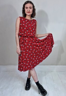 Vintage Archive 80's Style Red Patterned Dress