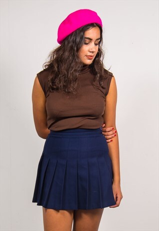 VINTAGE 70'S BROWN TURTLE NECK SLEEVELESS TOP