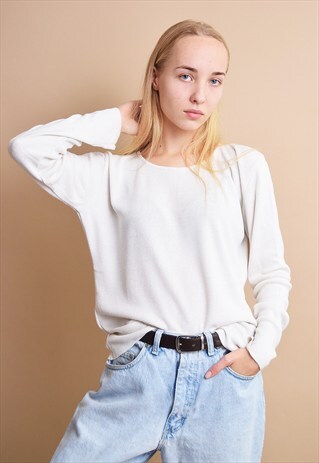 90'S RETRO DESIGNER NEUTRAL KNIT JUMPER TOP