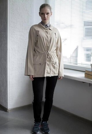 VINTAGE 90'S BEIGE BUTTON UP JACKET