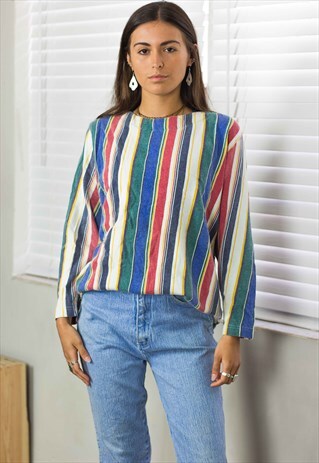 VINTAGE STRIPED T-SHIRT LOGO 90S L 11.2