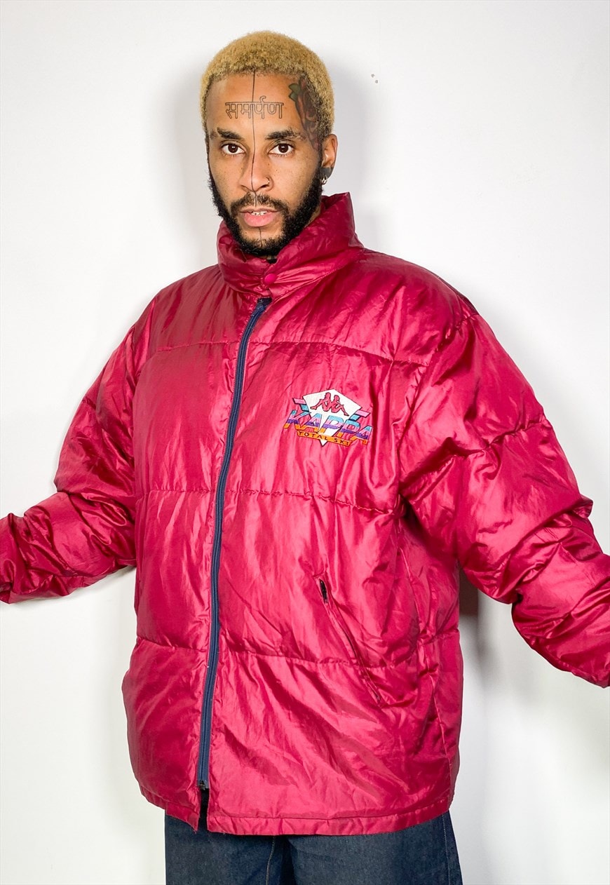 champion metallic puffer jacket red