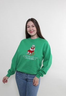 Vintage 90 Christmas sweatshirt, funky green sweatshirt