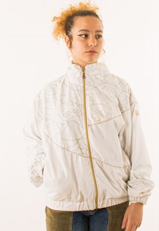 VINTAGE 90S WHITE FILA WINDBREAKER JACKET