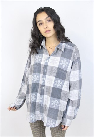 VINTAGE 90'S SNOWFLAKE PATTERNED SHIRT