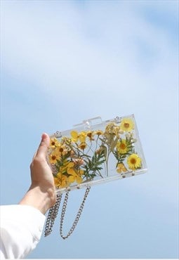 Clear Box Bag with Pressed Flower