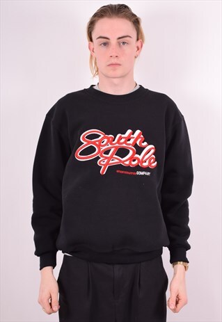 MENS VINTAGE SWEATSHIRT JUMPER SMALL BLACK 90S
