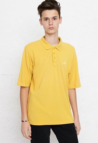 90S VINTAGE YELLOW ADIDAS SHORT SLEEVE POLO SHIRT