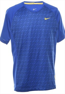 Vintage Nike Blue Printed Sports T-shirt - M