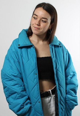 VINTAGE FILA MAGIC LINE BUTTON UP BLUE QUILTED JACKET