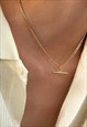 Women's 30" T Bar Pendant Necklace Chain - Gold