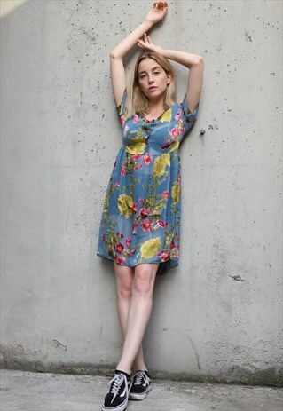 VINTAGE 90'S FLORAL PATTERNED BOHO DRESS