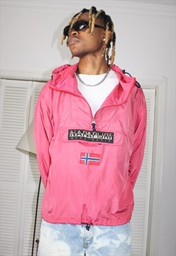 Vintage 90s Pink Napapijri Spellout Windbreaker Jacket