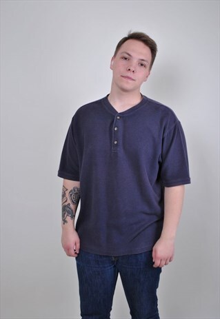 80S WORKER TSHIRT, VINTAGE HERITAGE TEE, BUTTONS UP
