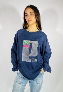 Vintage Size L Puma Sweatshirt in Blue