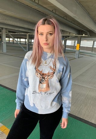 VINTAGE DEER WILDLIFE USA 80S TIE DYE SWEATSHIRT