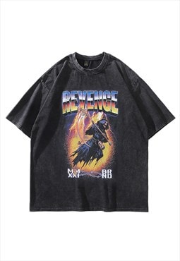 Grim reaper t-shirt death print tee grunge top vintage grey