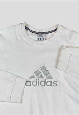Adidas Vintage 90s White sweatshirt Embroidered design  