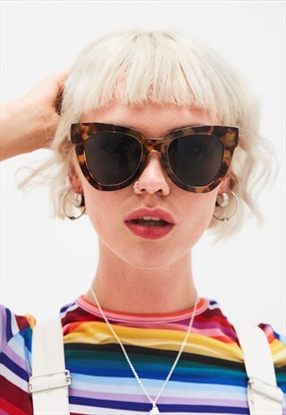 KIKA - OVERSIZED ANGULAR TORTOISESHELL CAT EYE SUNGLASSES