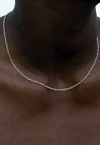 54 Floral 22" 3mm Figaro Necklace Chain - Gold