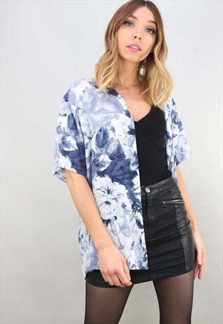 VINTAGE 80S 90S OVERSIZED SHORT SLEEVE PATTERNED SHIRT