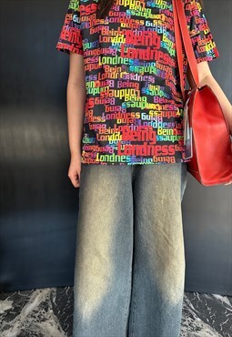 Archived cities name graphic design print y2k top