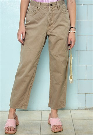 VINTAGE 90S HIGHWAISTED SHORT CUT DENIM JEANS BROWN PASTEL