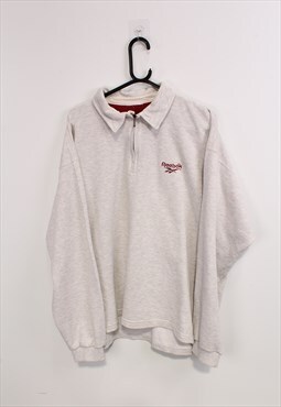 Vintage 90s Grey Reebok 1/4 Zip Sweatshirt / Sweater.