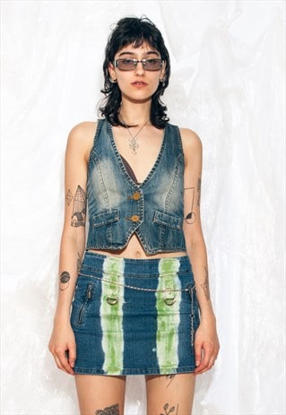 Vintage Y2K Denim Vest in Stonewashed Blue