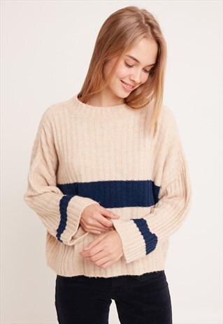 SPORTY JUMPER - BEIGE AND BLUE