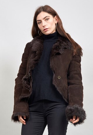 VINTAGE PREMIUM 70'S CHOCOLATE BROWN SHEEPSKIN JACKET