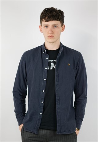 VINTAGE FARAH VINTAGE SLIM FIT NAVY SHIRT