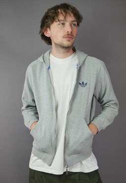 Vintage Adidas Full Zip Hoodie in Grey with Logo