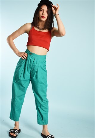 80'S RETRO HIGH WAIST SHORT CUT FESTIVAL LOOSE TROUSERS