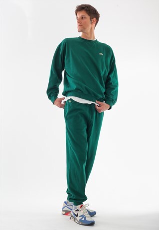 RARE VINTAGE LACOSTE SWEATSUIT SWEATSHIRT PANTS 90S GREEN
