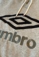 VINTAGE UMBRO 1990S GREY EMBROIDERED HOODIE SMALL 
