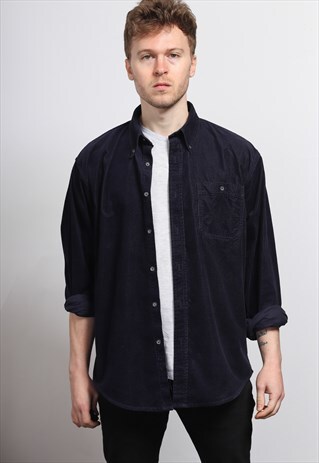 VINTAGE CORDUROY CORD SHIRT BLUE