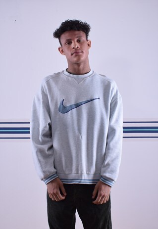 GREY NIKE EMBROIDERED SWEATSHIRT