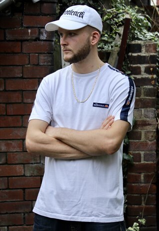 VINTAGE WHITE ELLESSE T-SHIRT MEDIUM