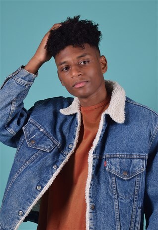 VINTAGE LEVI'S BLUE DENIM SHERPA JACKET