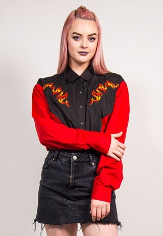 VINTAGE 90'S FLAME WESTERN STYLE SHIRT