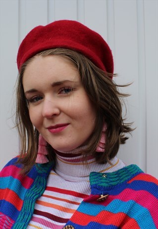 VINTAGE RED WOOL BERET